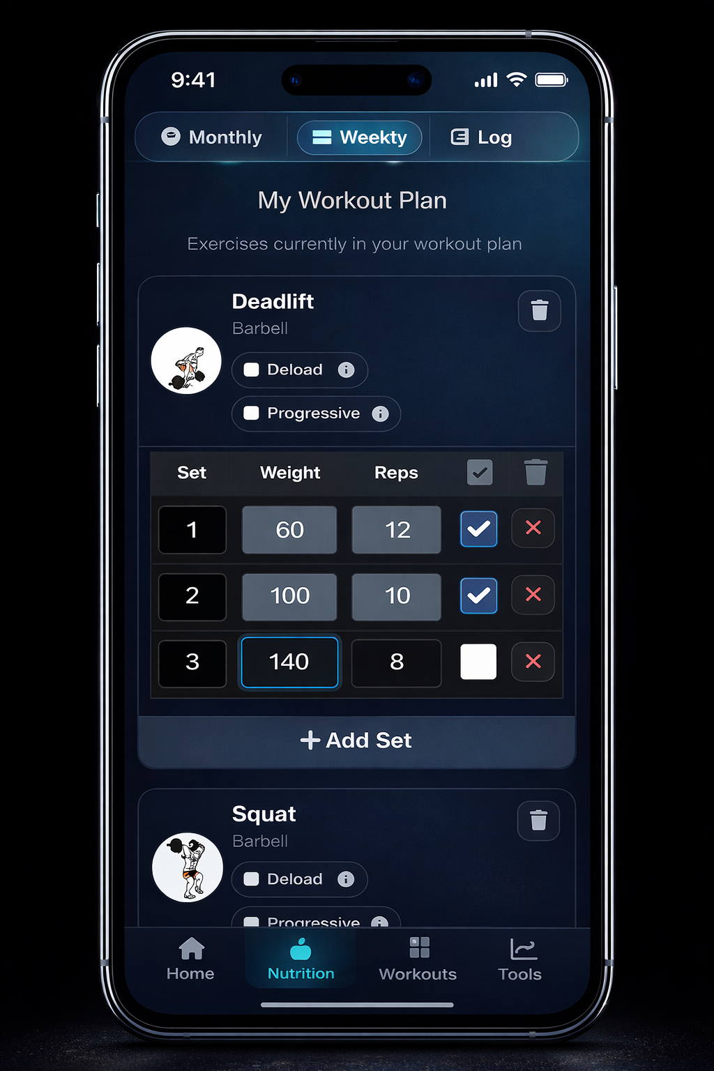 Workout planner preview
